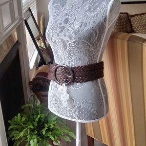 Loft Brown Leather Woven Belt